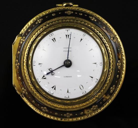 George Charle, London, a triple-cased tortoiseshell and gilt metal keywind pocket watch, No. 1885, made for the Turkish market,